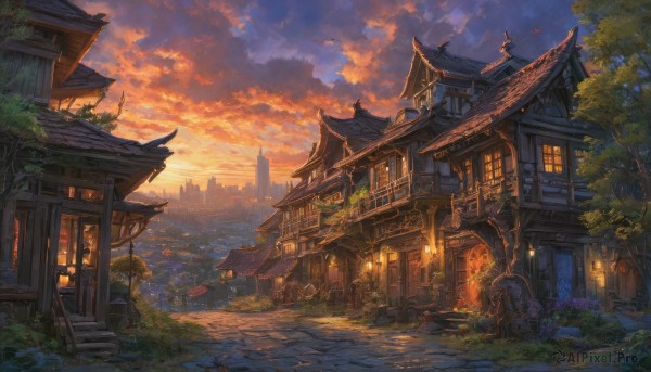 A striking sunset outdoors featuring the elegance of a unique subject