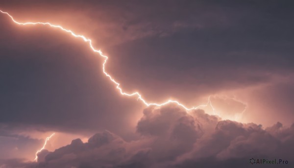 The wonder of a lightning in a peaceful sunset outdoors