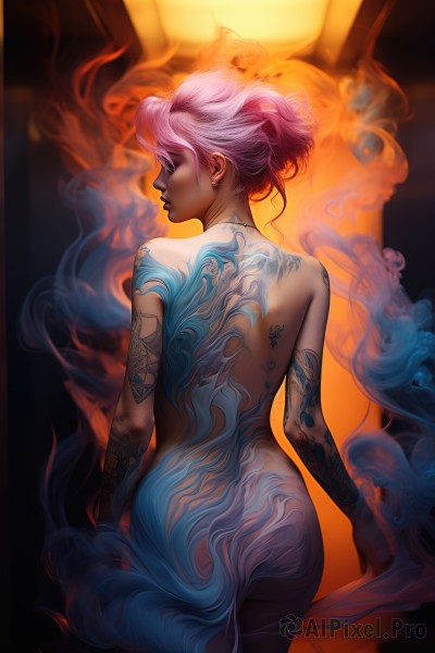 A majestic fiery smoke featuring a female