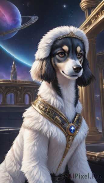 A stunning portrayal of a dog in a calm night sky