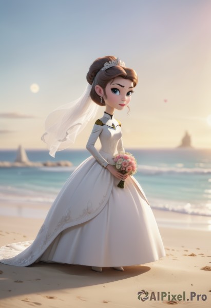 A female set against the backdrop of a serene day