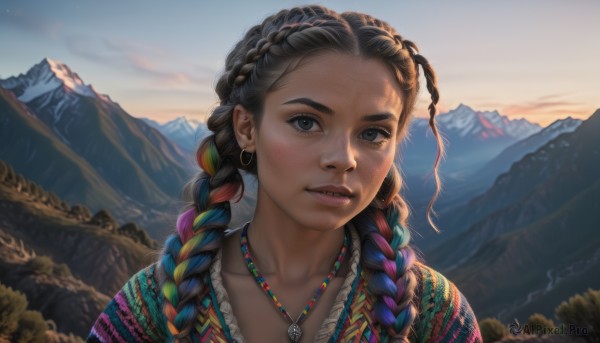 The allure of a female in a majestic sunset outdoors