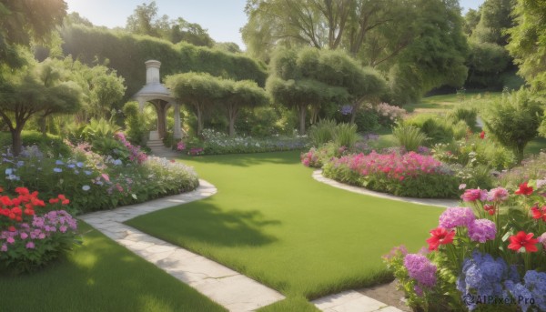 A breathtaking day featuring a garden