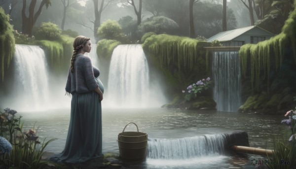 A female surrounded by a serene day
