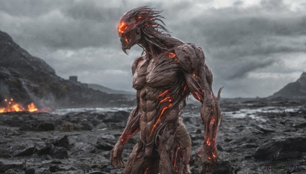 An iconic male framed by a inviting fiery outdoors