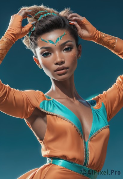 The wonder of a female in a peaceful dynamic scene