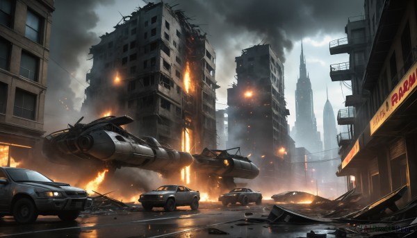 A peaceful image of a motor vehicle in fiery outdoors