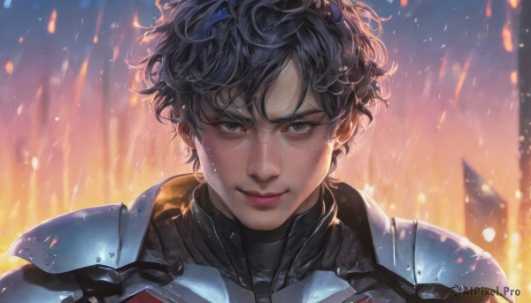Fiery dynamic scene brought to life with a captivating male