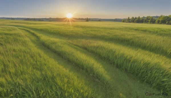 A majestic sunset day featuring a landscape