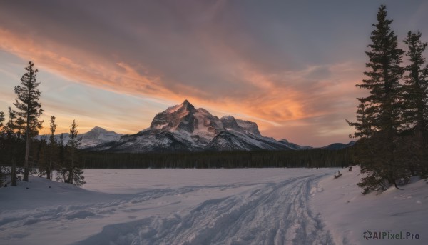 A inspiring landscape within snowy outdoors