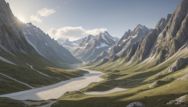 A landscape portrayed in a vivid day
