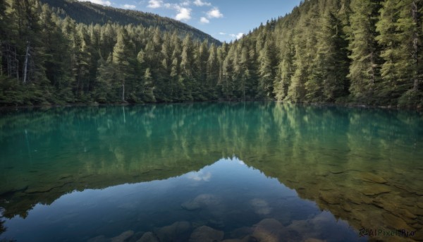 outdoors,sky,day,cloud,water,tree,blue sky,no humans,cloudy sky,grass,nature,scenery,forest,reflection,road,river,landscape,lake,reflective water,mountain