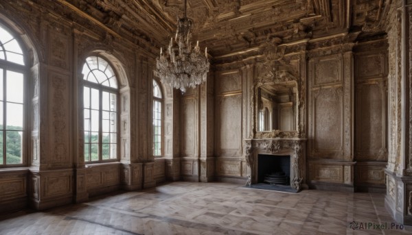 day,indoors,tree,no humans,window,sunlight,scenery,stairs,door,architecture,tile floor,pillar,statue,hallway,church,arch,chandelier,column,chair,wooden floor,fantasy,tiles,throne,floor,ceiling