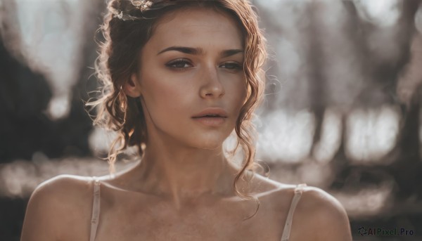 A female amidst a idyllic dynamic scene