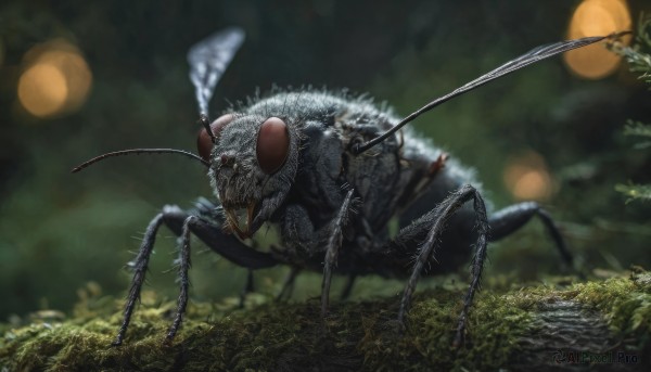 open mouth, teeth, blurry, no humans, depth of field, fangs, bug, sharp teeth, claws, monster, realistic