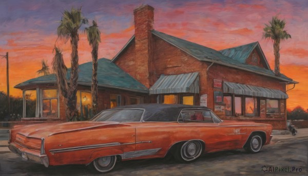 The timeless beauty of a motor vehicle in a bold sunset outdoors