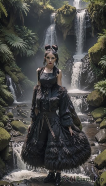 The allure of a female in a majestic outdoors
