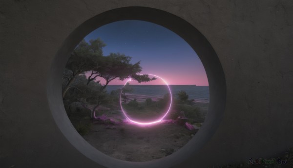A vivid sunset outdoors showcasing a unique subject