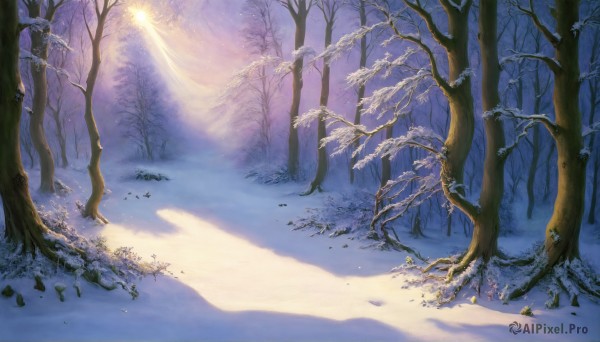 A tranquil view of a landscape in snowy day
