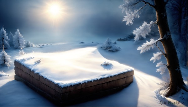 A breathtaking snowy day featuring a landscape