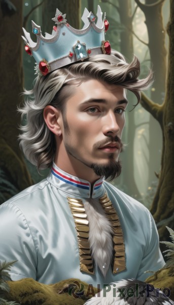 A stunning portrayal of a male in a lush outdoors