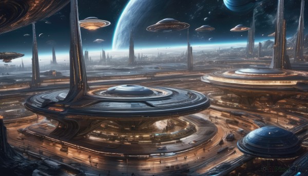 A spacecraft amidst a vivid outdoors