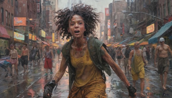 An iconic female framed by a inviting rainy outdoors