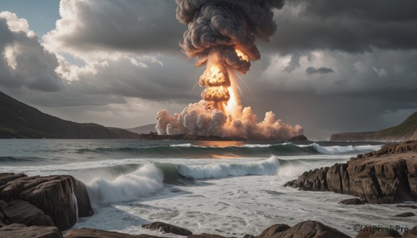 An iconic monster framed by a bold fiery day