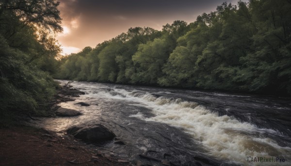 A charming sunset outdoors with a landscape