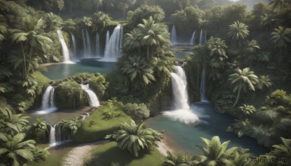 The timeless beauty of a waterfall in a bold day