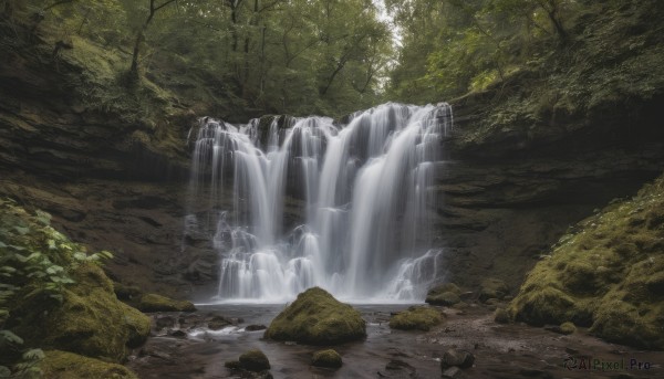 A waterfall captured beautifully in a dynamic day