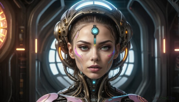 A cyborg captured in a tranquil dynamic scene