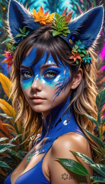 A stunning portrayal of a female in a lush dynamic scene