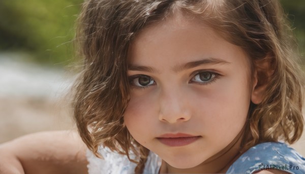 1girl,solo,looking at viewer,short hair,brown hair,brown eyes,closed mouth,outdoors,day,mole,blurry,lips,wet,grey eyes,depth of field,blurry background,messy hair,portrait,mole under mouth,close-up,freckles,realistic,nose,wet hair,mole on cheek,eyelashes,wind