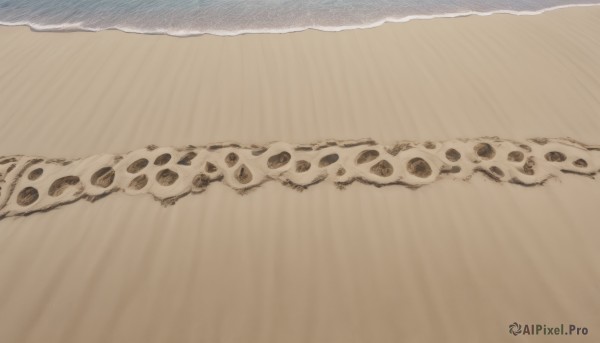 outdoors,sky,water,no humans,ocean,traditional media,beach,scenery,sand,horizon,waves,shore,footprints