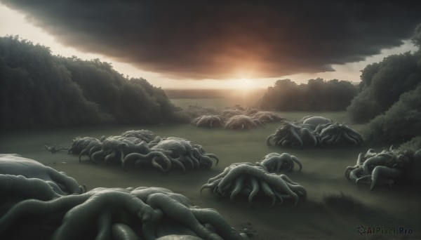 A monster in the heart of a majestic sunset outdoors