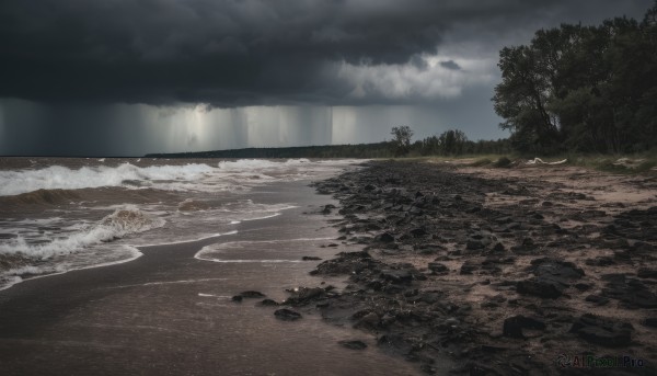 outdoors,sky,day,cloud,water,tree,no humans,ocean,beach,cloudy sky,grass,nature,scenery,forest,rain,mountain,sand,waves,landscape,shore,grey sky,sunlight,rock,horizon