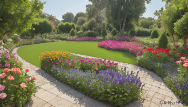 A stunning portrayal of a garden in a calm day