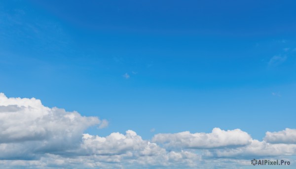 monochrome,outdoors,sky,day,cloud,blue sky,no humans,cloudy sky,scenery,blue theme,horizon,bird,above clouds