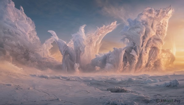A stunning portrayal of a monster in a breathtaking snowy day