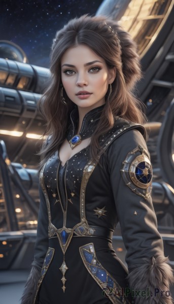 A female surrounded by a captivating night sky