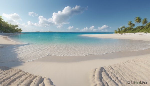 outdoors,sky,day,cloud,water,tree,blue sky,no humans,shadow,ocean,beach,cloudy sky,nature,scenery,rock,sand,palm tree,horizon,summer,shore,waves,island