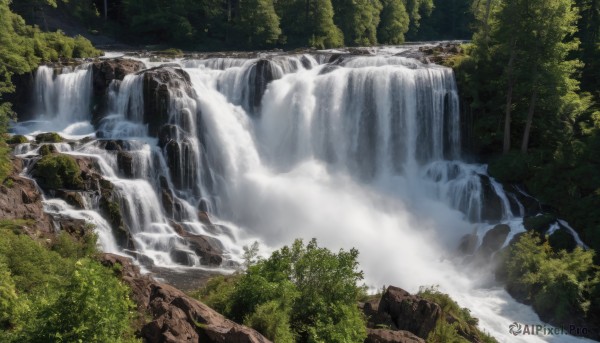 The elegance of a waterfall in a idyllic day