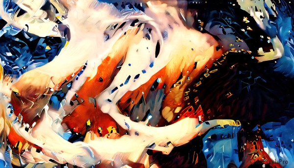 A monster showcased in a vivid fiery building