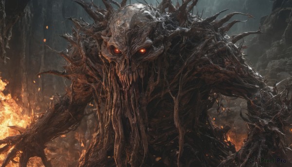 The timeless beauty of a male in a tranquil fiery outdoors