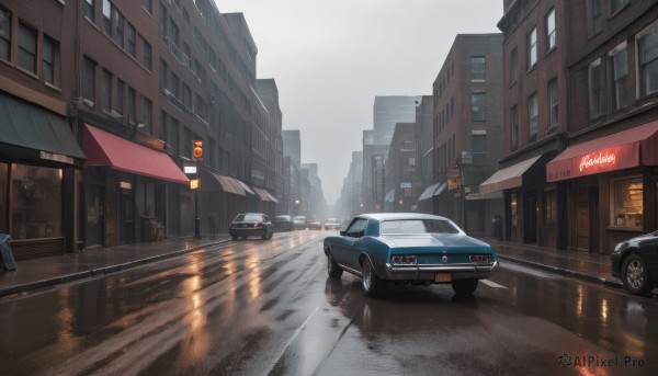 The wonder of a motor vehicle in a bold rainy day