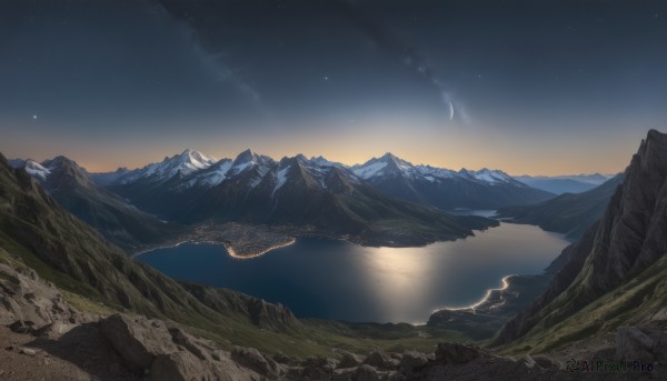 A landscape showcased in a vivid sunset outdoors