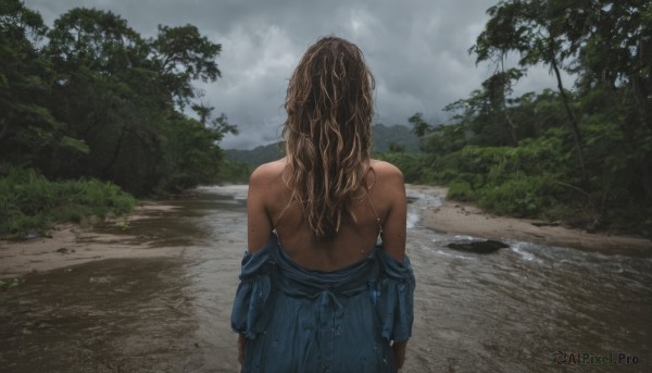 A female amidst a calm rainy day