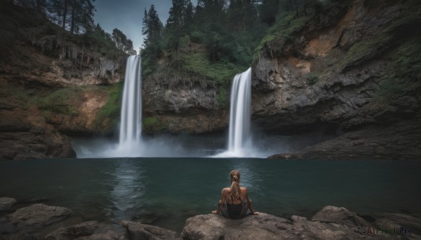 A serene outdoors featuring a male