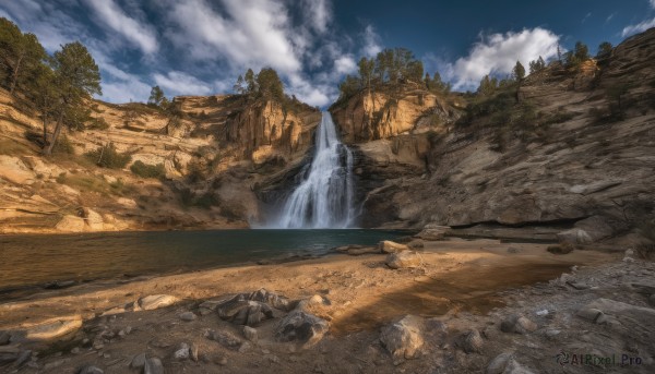 Image of a waterfall in a peaceful day